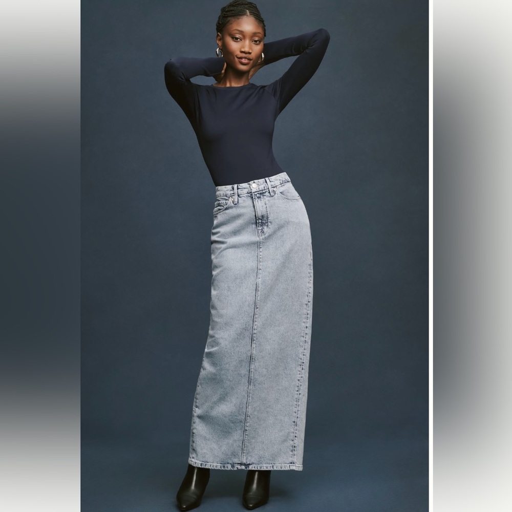 Good American Demin Maxi Skirt Size 12